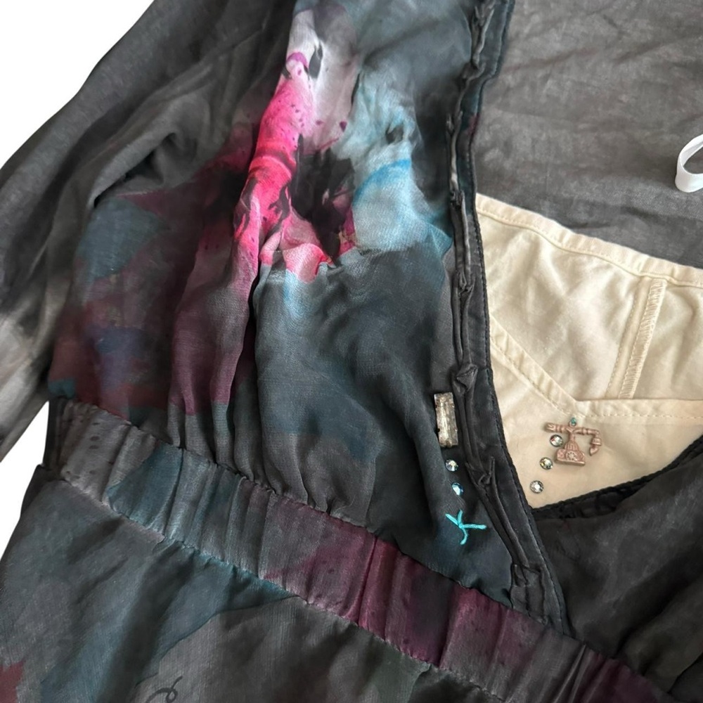 Y2K whimsygoth euro floral tie dye long sleeve baby doll dress Elisa cavaletti - Picture 4 of 8